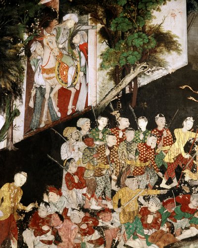Söldner aus der Armee der 101 Königreiche, Detail des Mahosadha Jataka (Wandgemälde) von Thai School